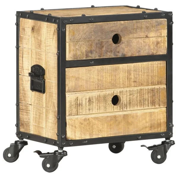 Table de chevet 40x30x50 cm bois de manguier brut