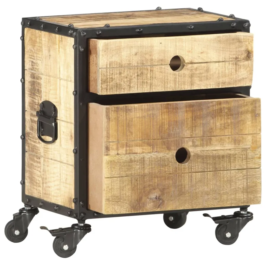 Table de chevet 40x30x50 cm bois de manguier brut - 6