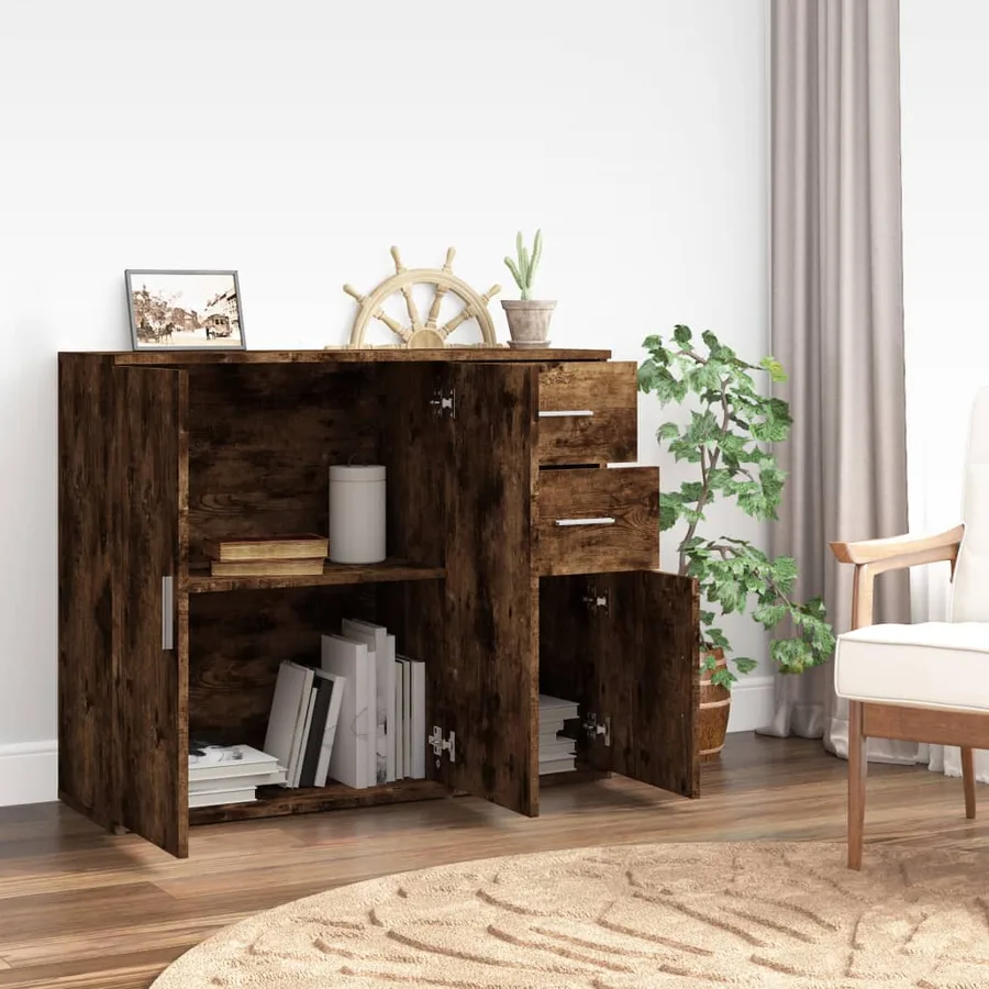 Buffet Chêne fumé 91x29,5x75 cm Bois d'ingénierie - 3