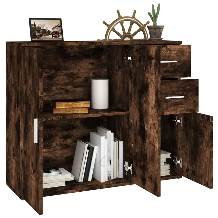 Buffet Chêne fumé 91x29,5x75 cm Bois d'ingénierie - 4