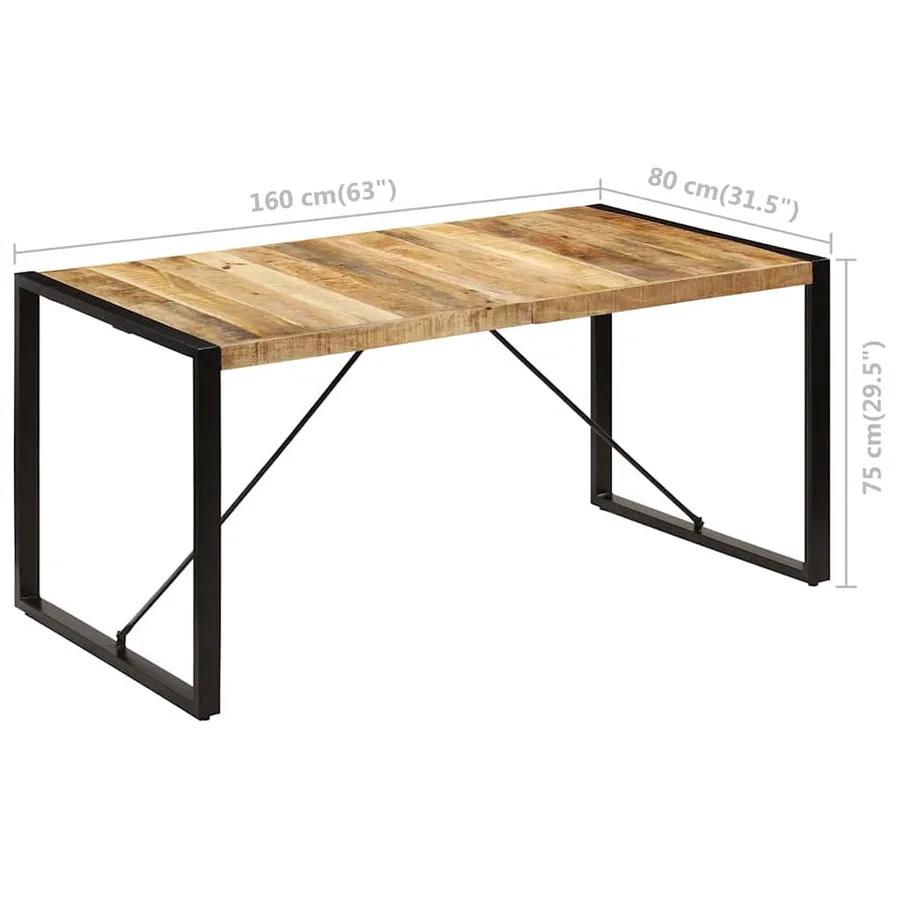 Table à manger 160x80x75 cm bois de manguier massif - 8
