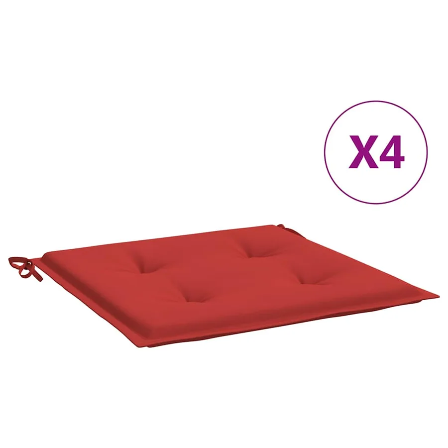 Coussins de chaise jardin lot de 4 rouge 50x50x4cm tissu oxford - 2