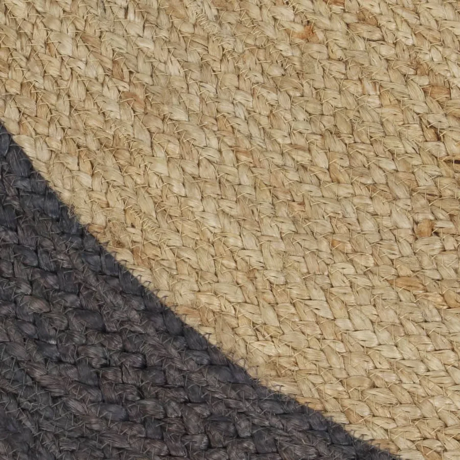 Tapis fait à la main Jute avec bord gris foncé 120 cm - 4