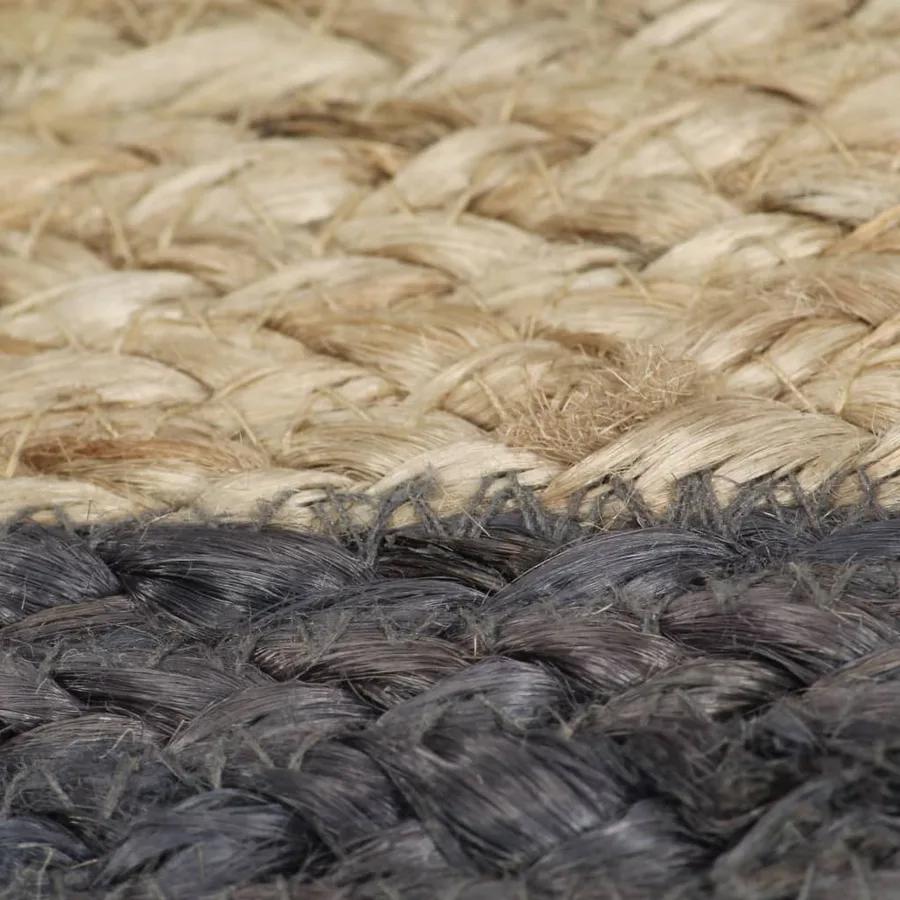 Tapis fait à la main Jute avec bord gris foncé 120 cm - 5