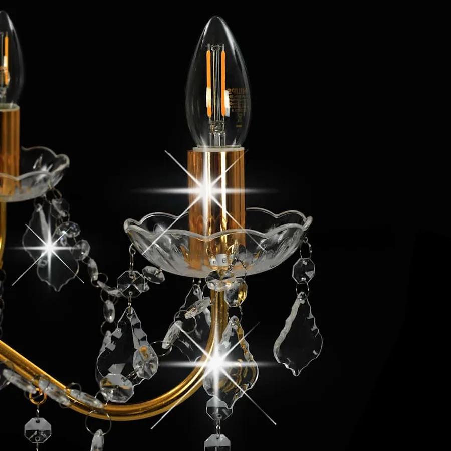 Lustre avec perles de cristal Doré Rond 6 x E14 - 6