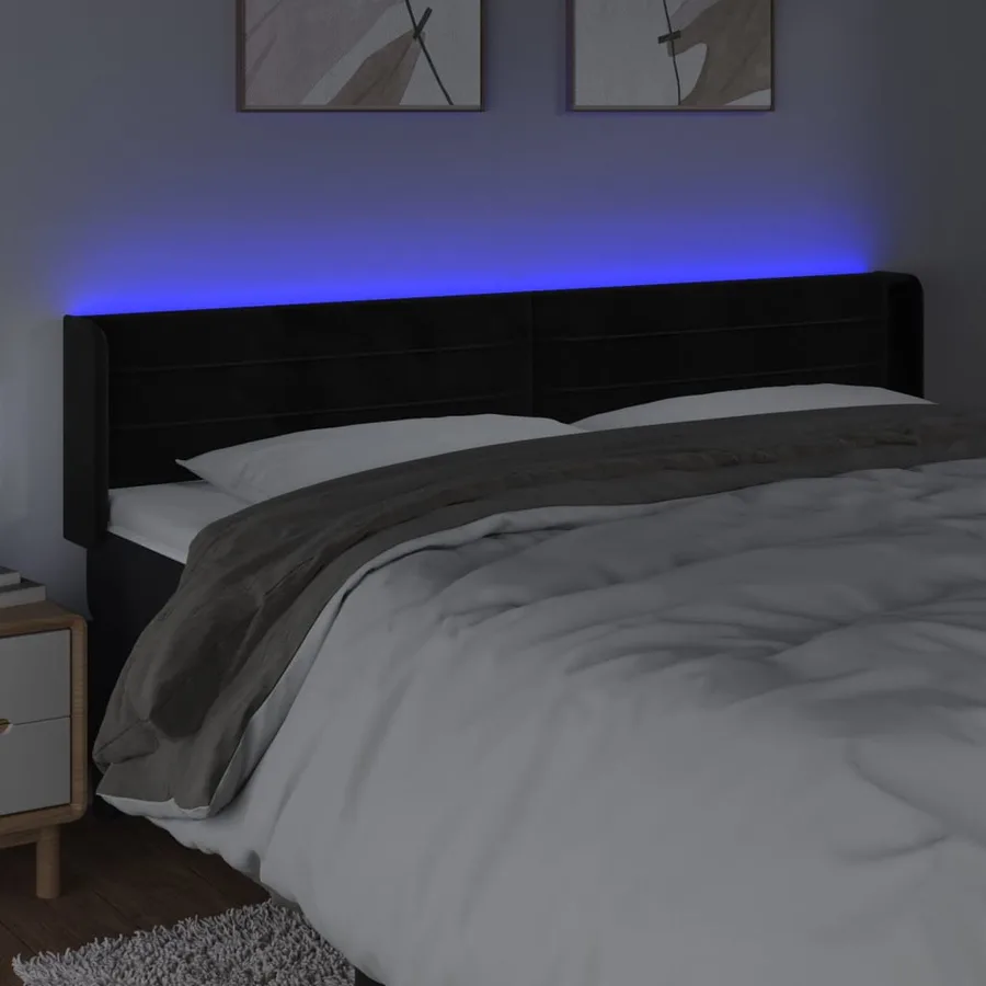 Tête de lit à LED Noir 183x16x78/88 cm Velours - 4