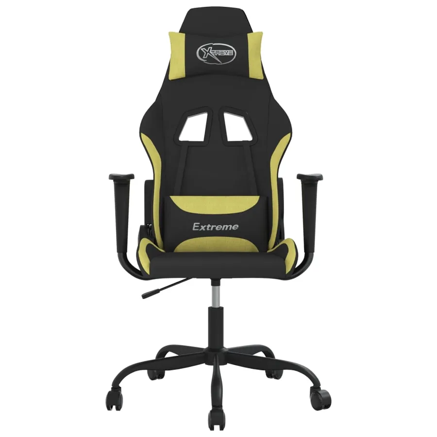 Chaise de jeu de massage Noir et vert clair Tissu - 3