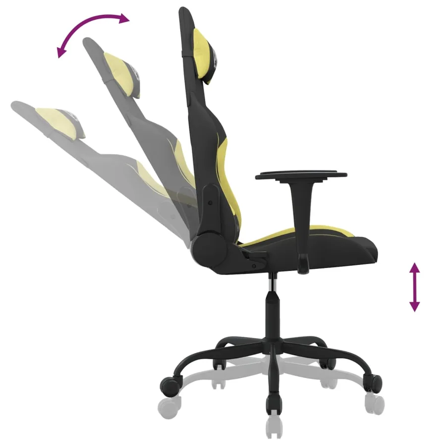 Chaise de jeu de massage Noir et vert clair Tissu - 6