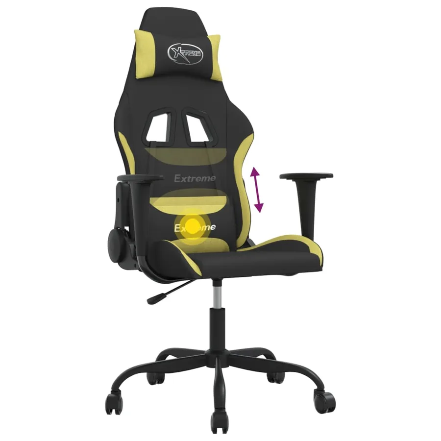 Chaise de jeu de massage Noir et vert clair Tissu - 7