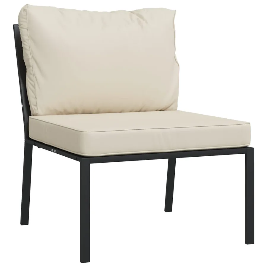 Chaises de jardin et coussins sable lot de 2 60x74x79 cm acier - 3