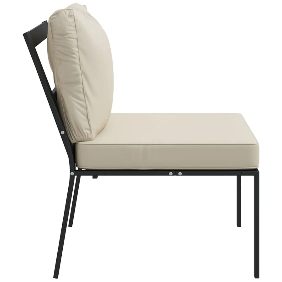 Chaises de jardin et coussins sable lot de 2 60x74x79 cm acier - 5