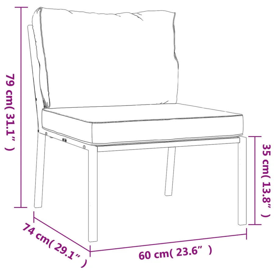 Chaises de jardin et coussins sable lot de 2 60x74x79 cm acier - 9