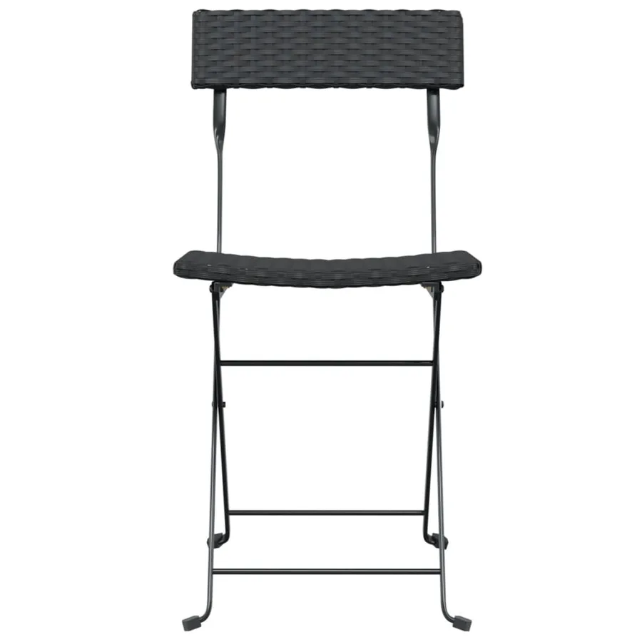 Chaises de bistrot pliantes lot de 6 Noir Résine tressée acier - 4
