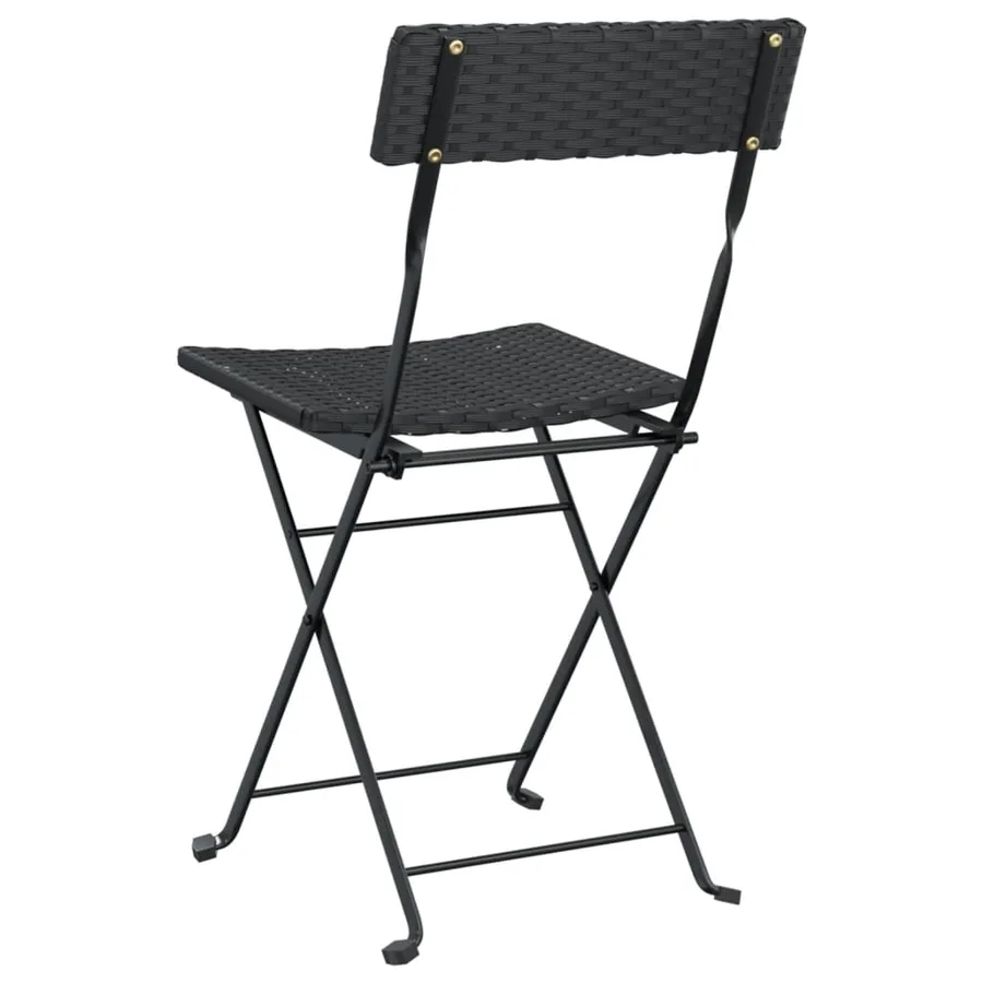 Chaises de bistrot pliantes lot de 6 Noir Résine tressée acier - 7