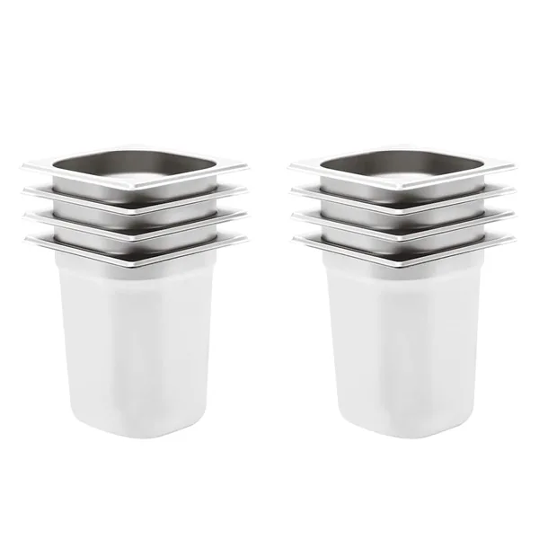 Récipients Gastronorm 8 pcs GN 1/6 200 mm Acier inoxydable