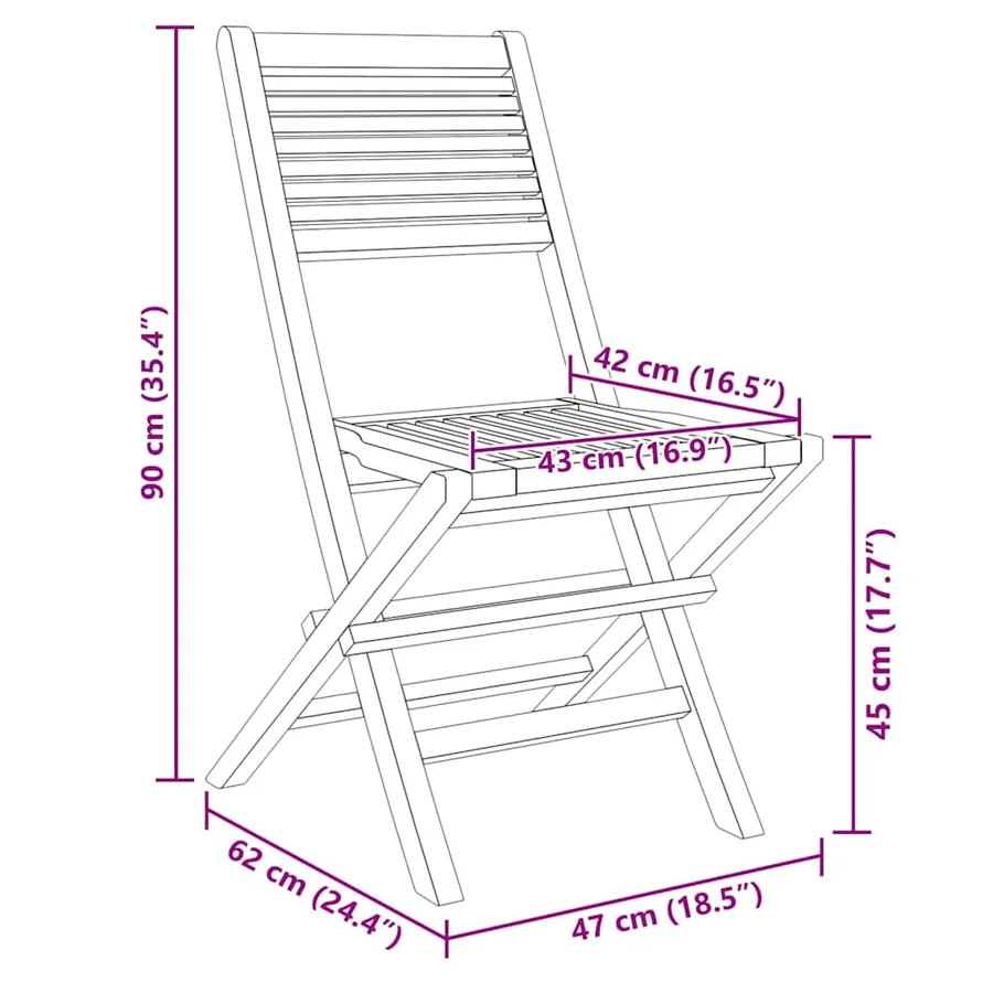 Chaises de jardin pliantes lot de 6 47x62x90cm bois massif teck - 5