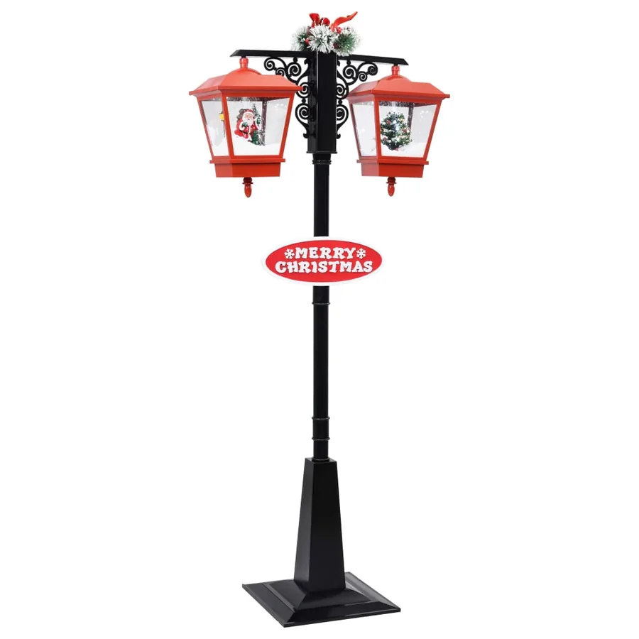 Lampadaire de Noël avec Père Noël Noir et rouge 81x40x188cm PVC