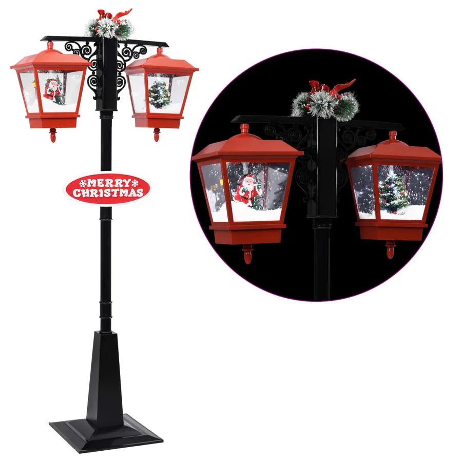 Lampadaire de Noël avec Père Noël Noir et rouge 81x40x188cm PVC - 2
