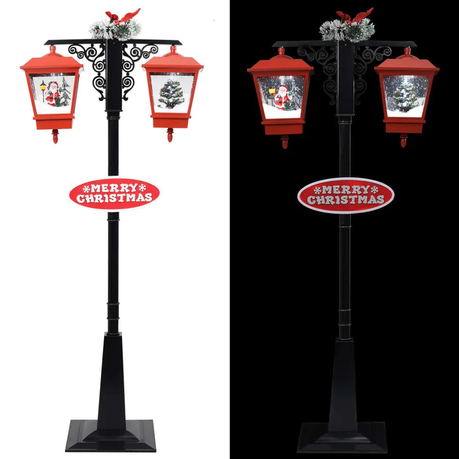 Lampadaire de Noël avec Père Noël Noir et rouge 81x40x188cm PVC - 4