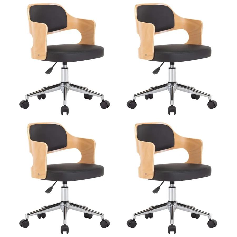 Chaises pivotantes à manger lot de 4 bois courbé et similicuir - 2