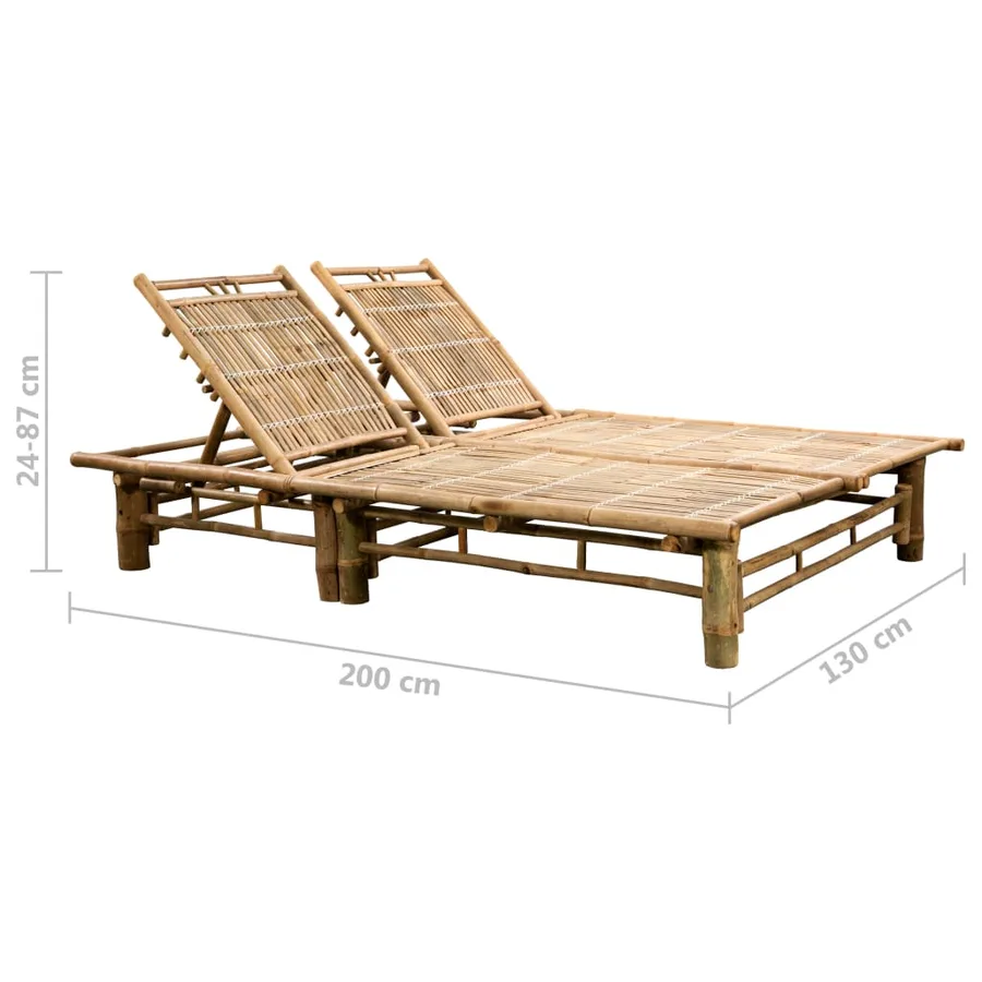 Chaise longue pour 2 personnes avec coussins Bambou - 11