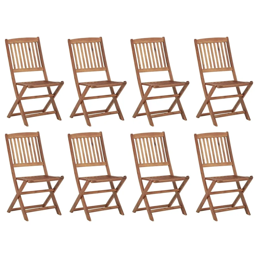 Chaises pliables d'extérieur et coussins lot de 8 Bois d'acacia - 2
