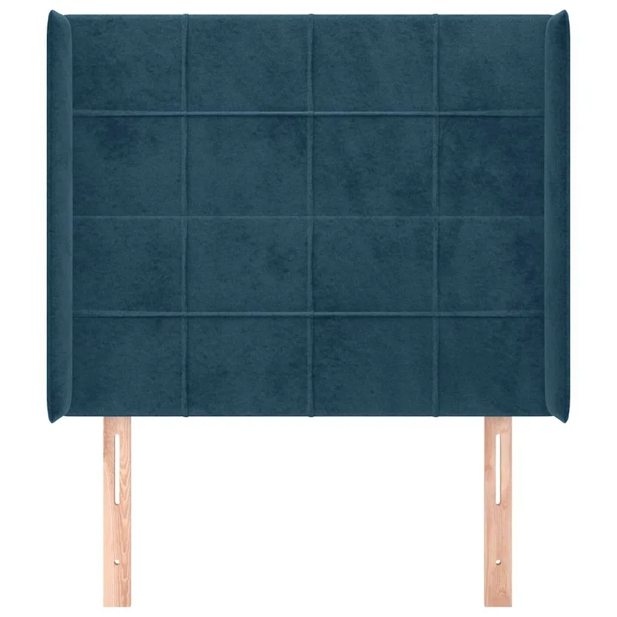 Tête de lit avec oreilles Bleu foncé 103x16x118/128 cm Velours - 3