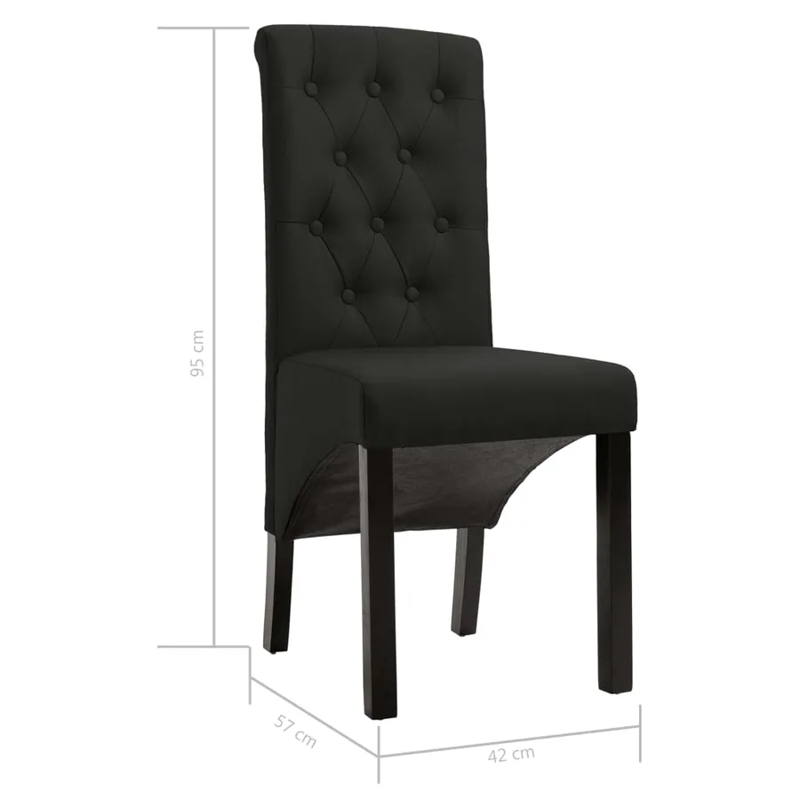 Chaises à manger lot de 2 noir tissu - 8