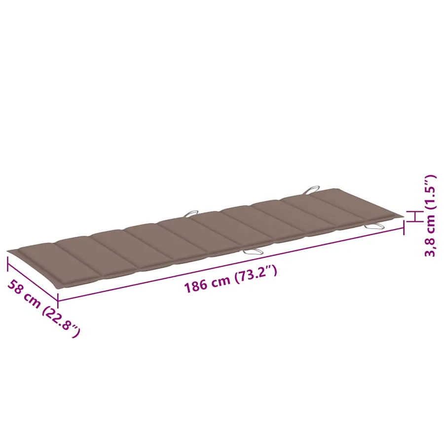 Chaises longues lot de 2 avec table et coussins Acacia solide - 20