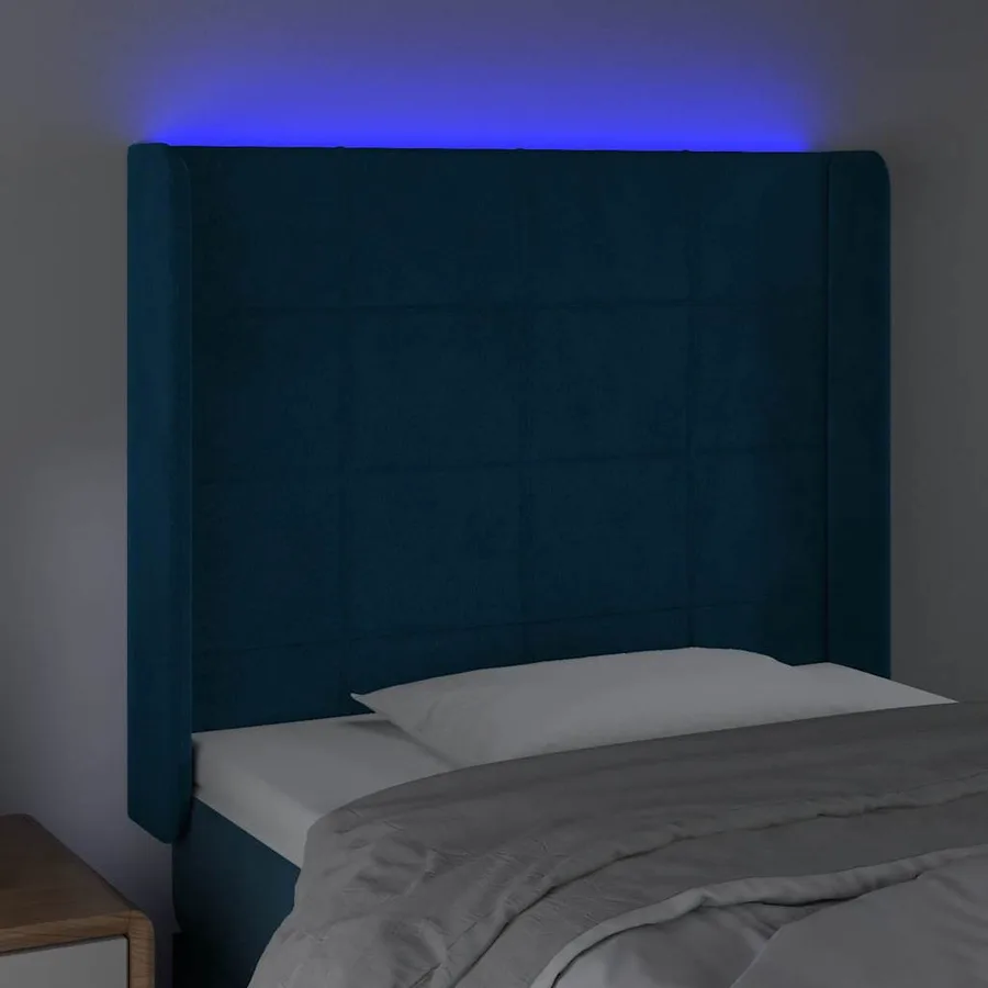 Tête de lit à LED Bleu foncé 103x16x118/128 cm Velours - 4