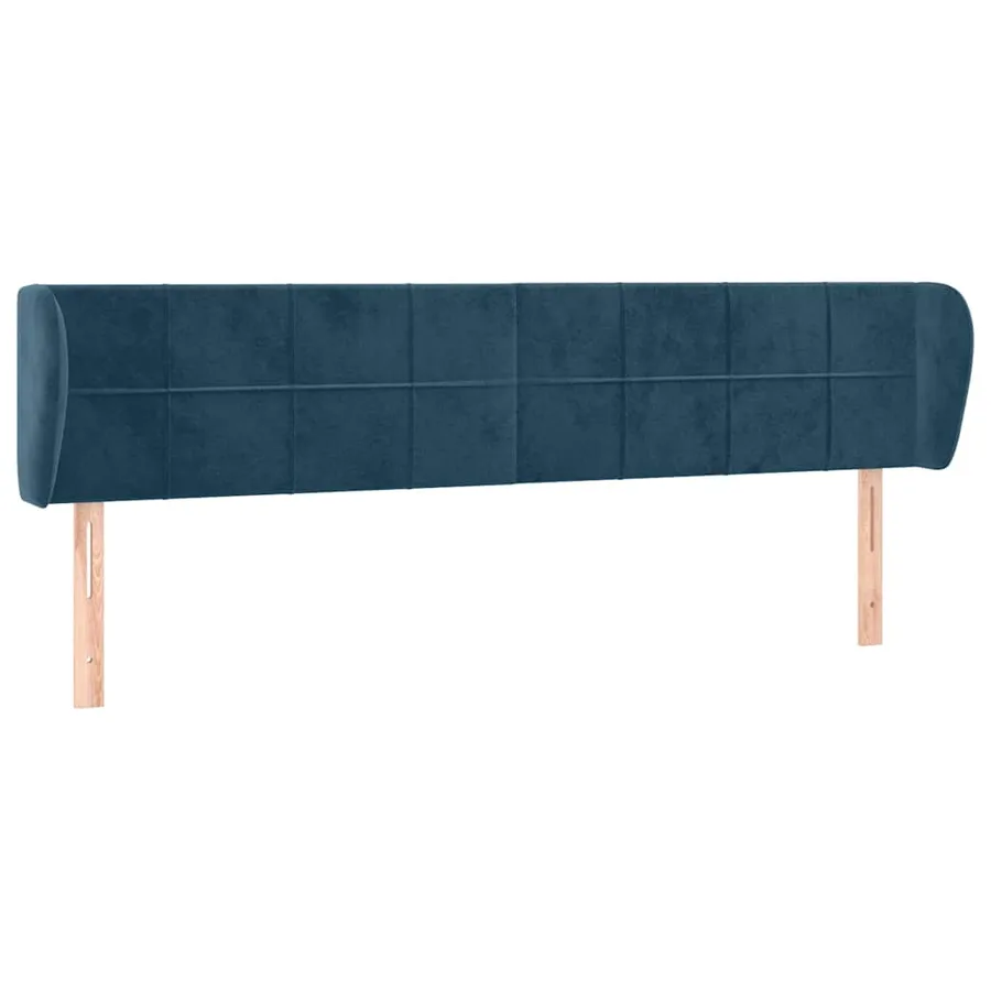 Tête de lit avec oreilles Bleu foncé 203x23x78/88 cm Velours - 2