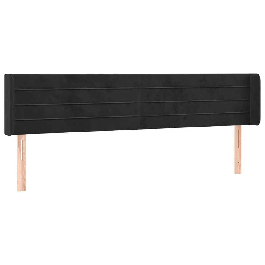 Tête de lit avec oreilles Noir 183x16x78/88 cm Velours - 2