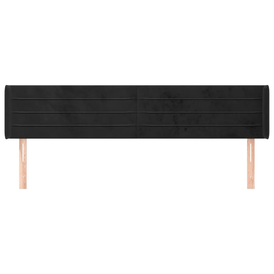 Tête de lit avec oreilles Noir 183x16x78/88 cm Velours - 3