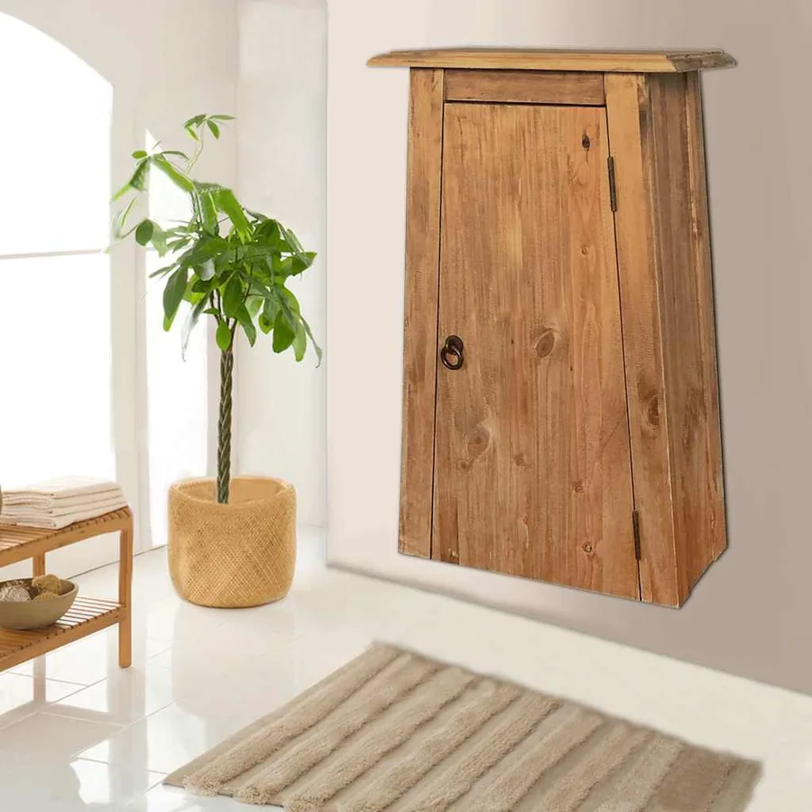 Armoire latérale de salle de bain Pin massif 42x23x70 cm - 11