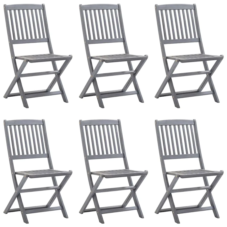Chaises pliables d'extérieur lot de 6 et coussins Bois d'acacia - 3