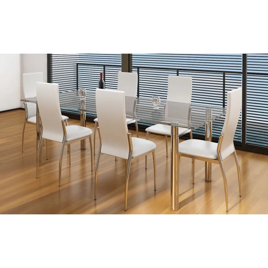 Chaises à manger lot de 6 blanc similicuir - 2