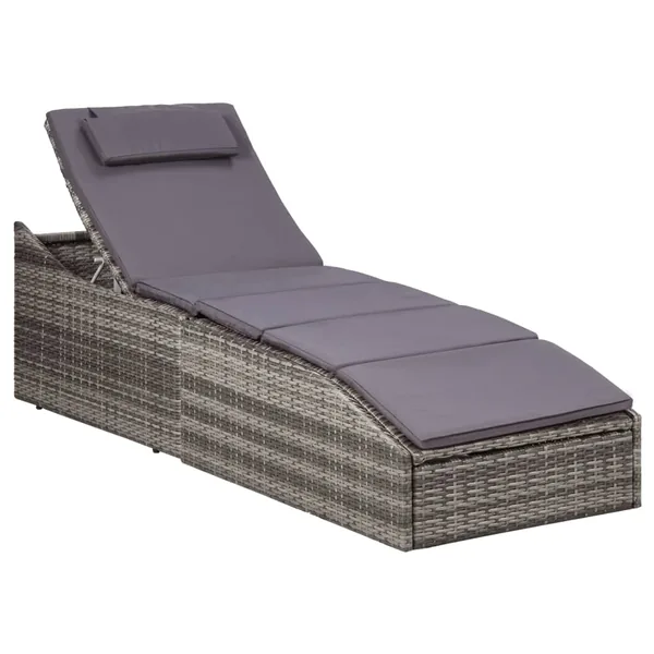 Transat avec coussin Résine tressée Gris