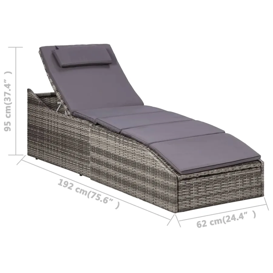 Transat avec coussin Résine tressée Gris - 10