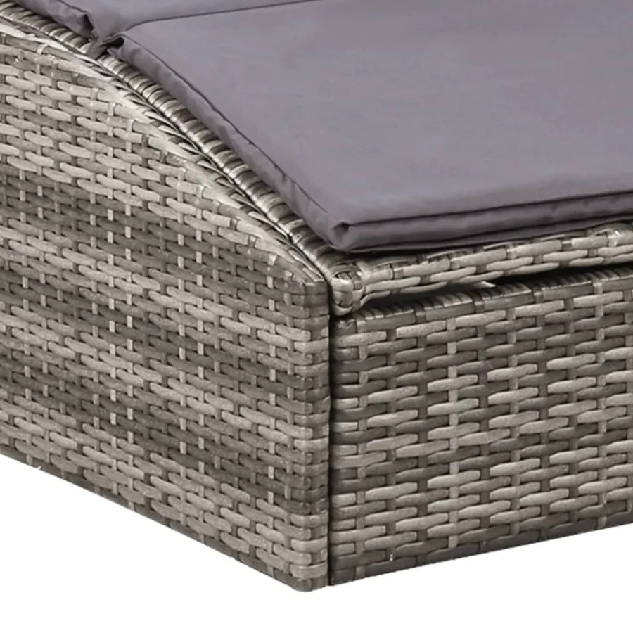 Transat avec coussin Résine tressée Gris - 9