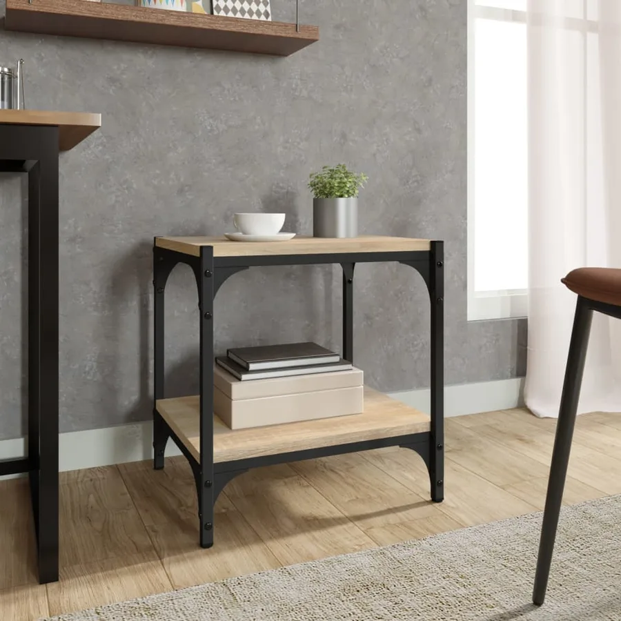 Meuble TV Chêne sonoma 40x33x41 cm Bois d'ingénierie et acier - 3