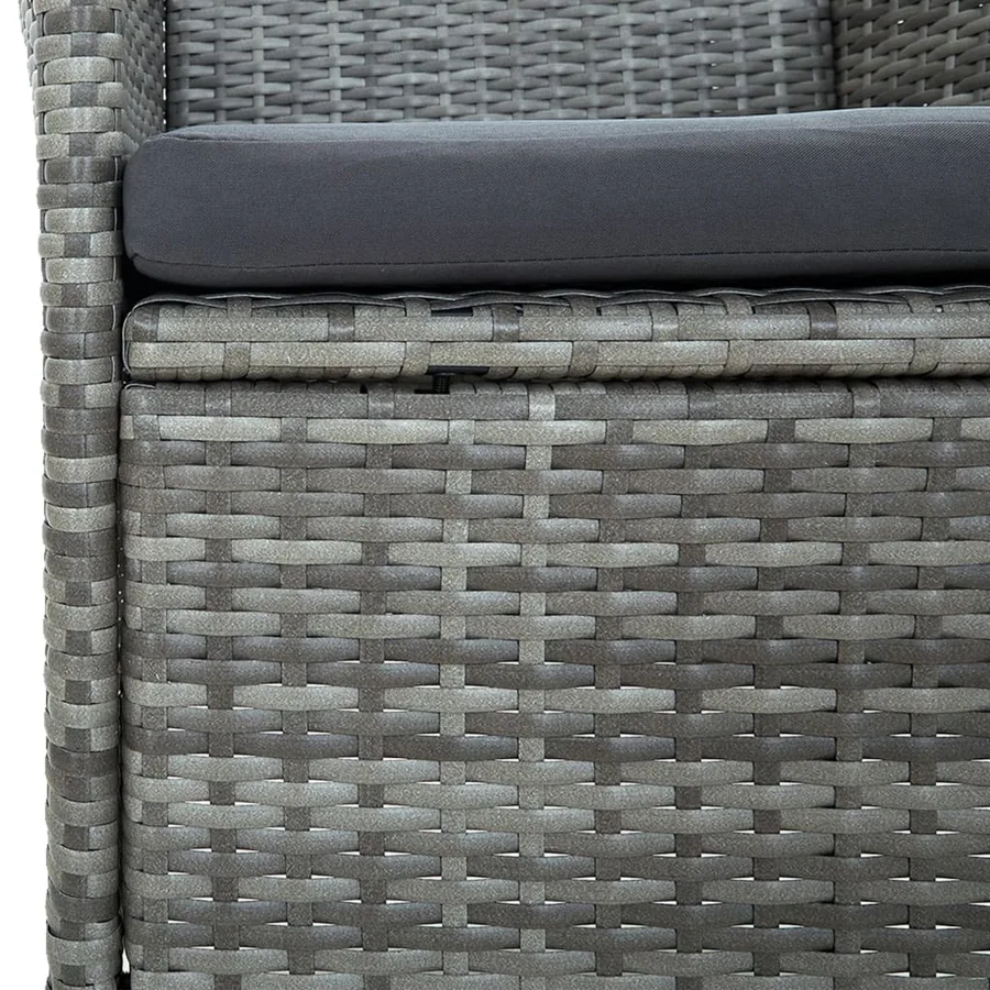 Ensemble à manger d'extérieur 5pcs coussins résine tressée gris - 7