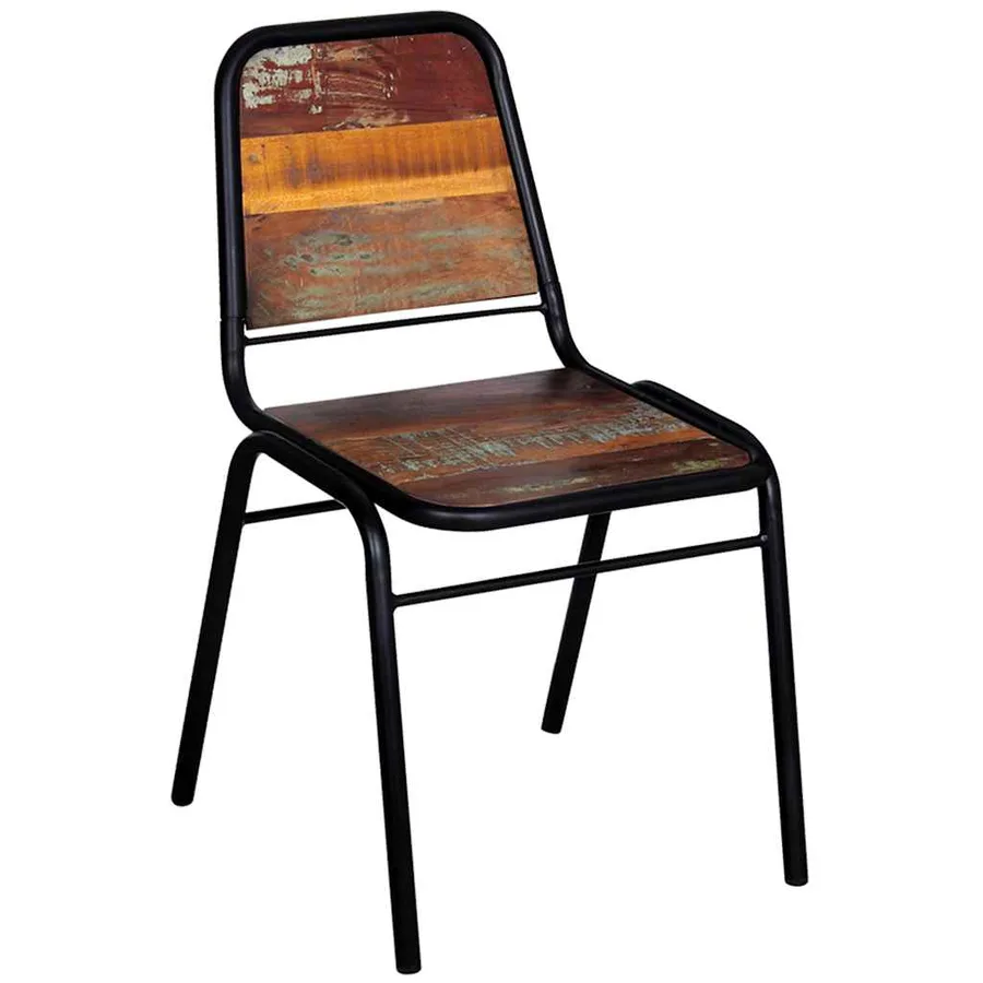 Chaises à manger lot de 4 bois de récupération solide - 7
