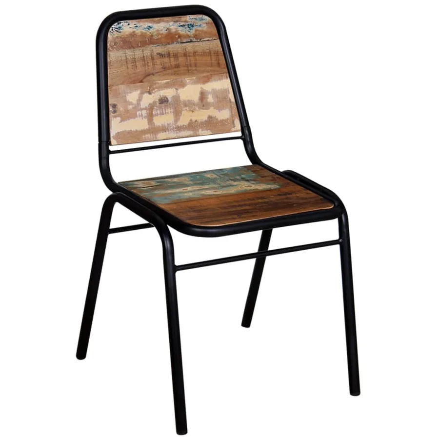 Chaises à manger lot de 4 bois de récupération solide - 9