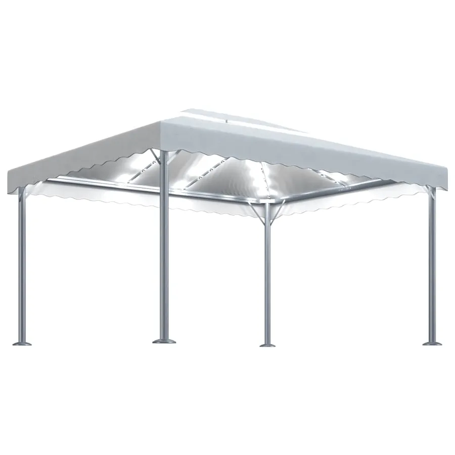 Tonnelle avec guirlande lumineuse à LED 4x3 m Crème Aluminium - 2