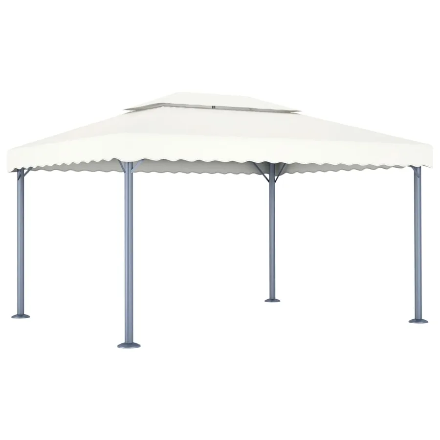 Tonnelle avec guirlande lumineuse à LED 4x3 m Crème Aluminium - 3