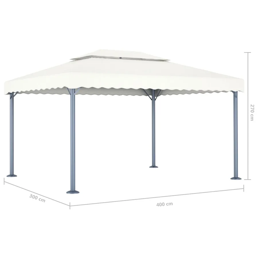 Tonnelle avec guirlande lumineuse à LED 4x3 m Crème Aluminium - 9