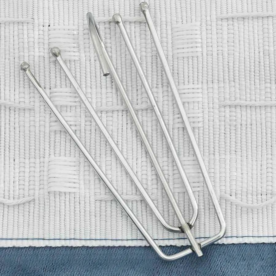 Rideaux occultants aspect lin avec crochets 2pcs Bleu 140x245cm - 3