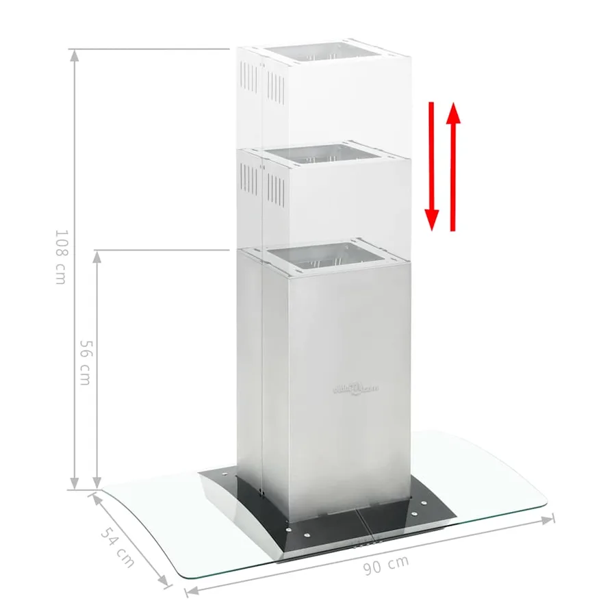 Hotte îlot 90 cm Acier inoxydable 756 m³/h LED - 6