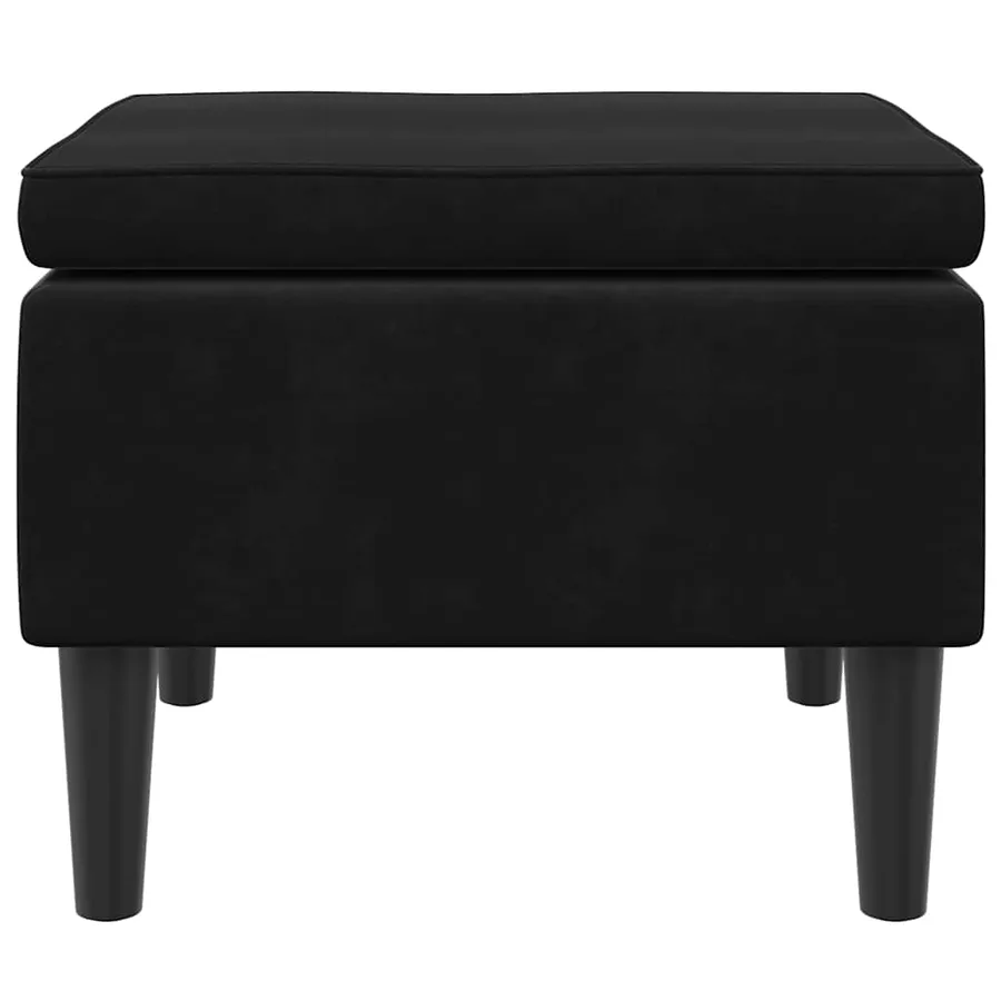 Tabouret avec pieds en bois Noir Velours - 3