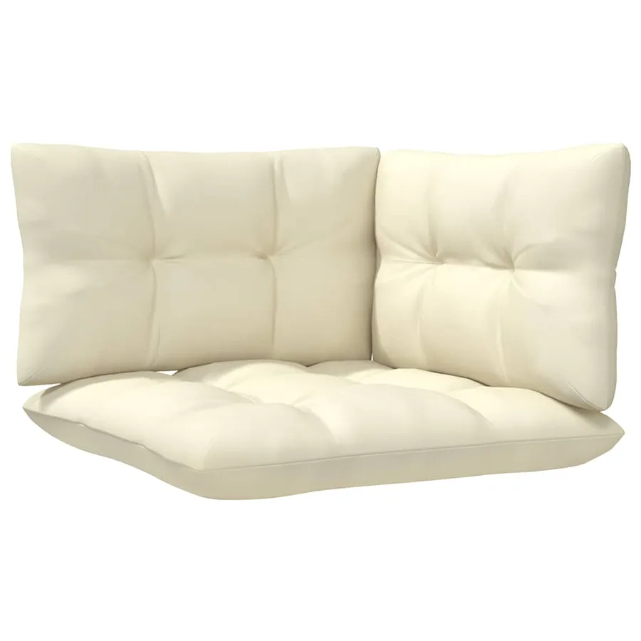 Salon de jardin 3 pcs avec coussins crème Bois de pin massif - 6